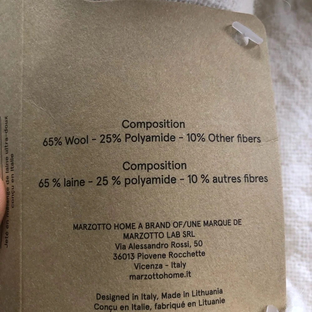 Mazrotto Home Throw Blanket Wool Blend 50 To 70 New Designed In Italy